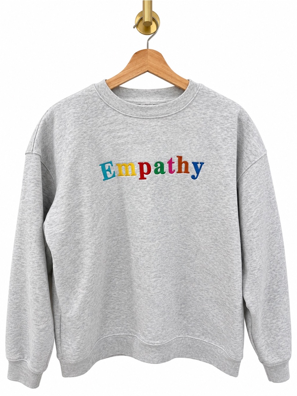 Empathy Embroidered Crewneck Sweatshirt - Gray